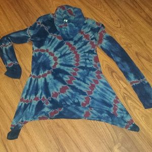 Tie die cowl neck tunic