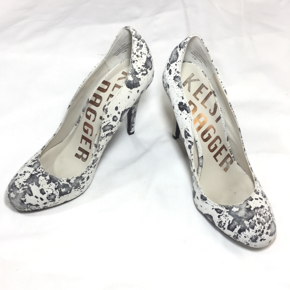 Kelsi Dagger Lillian White/Black Splatter Pumps