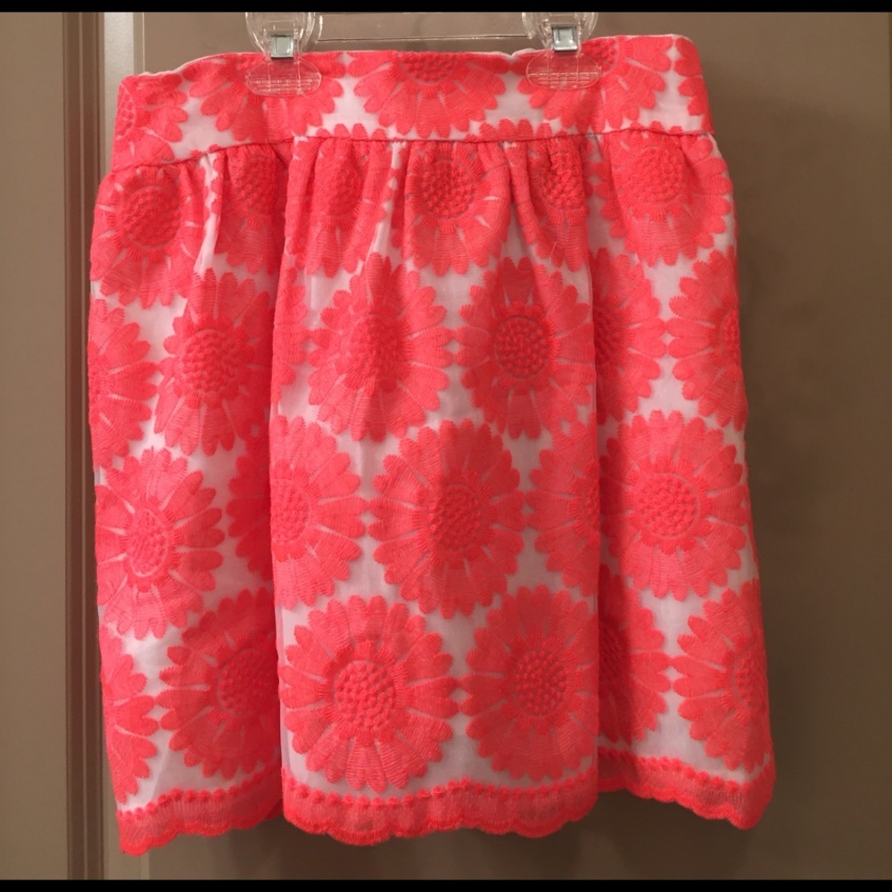 Neon Embroidered Floral Skirt