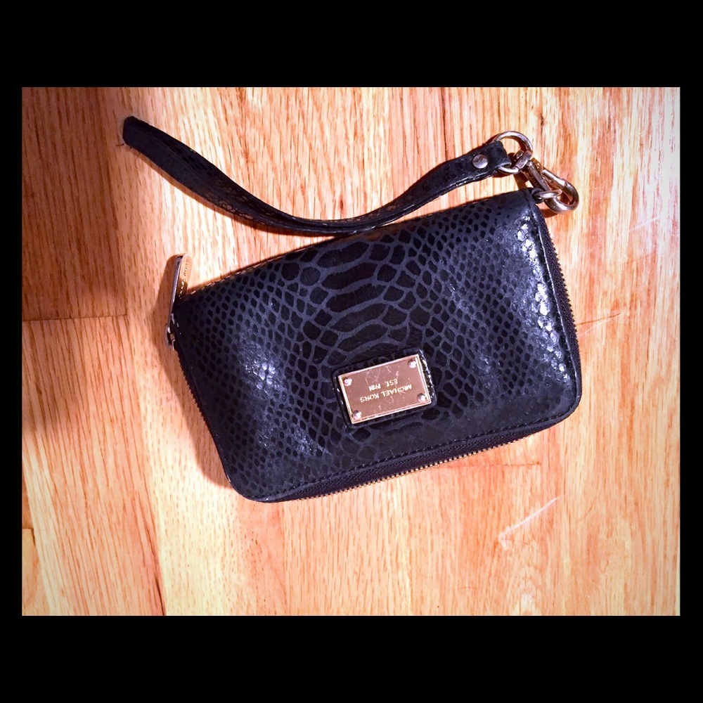Michael Kors Black Leather Wristlet
