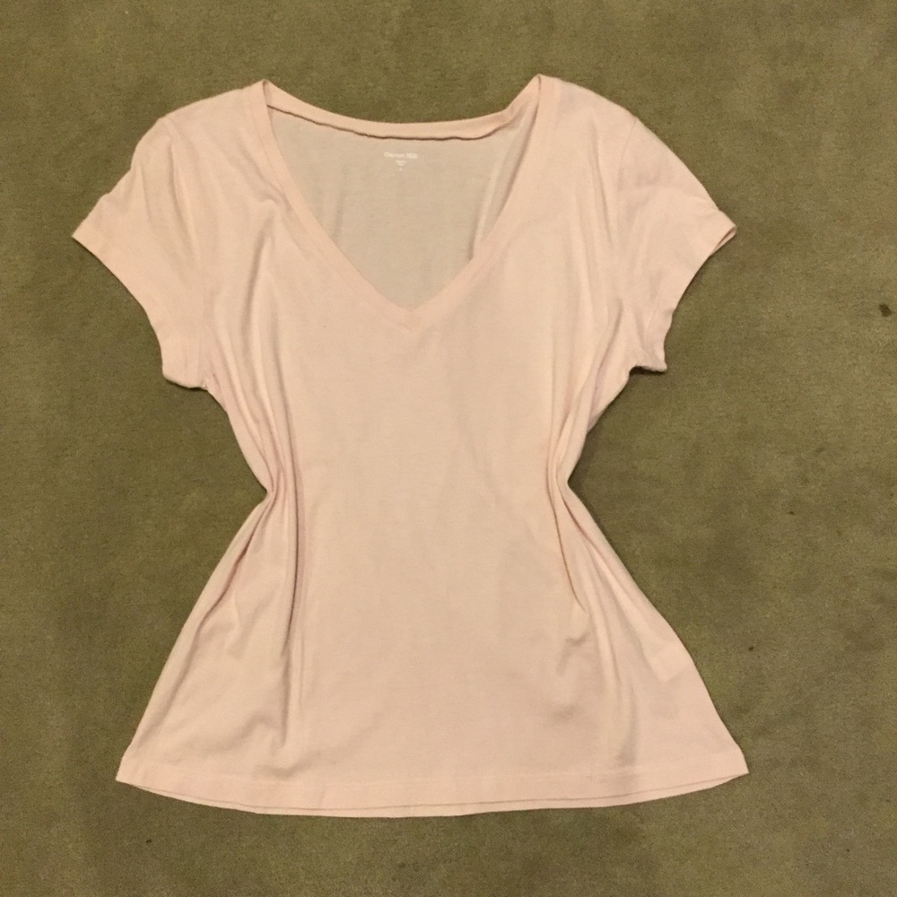 Garnet Hill Pale Pink V-Neck T-Shirt