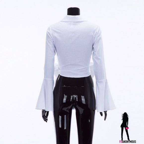 Waist Bow Tie Bell Sleeve Shirt - Picture 5 of 5