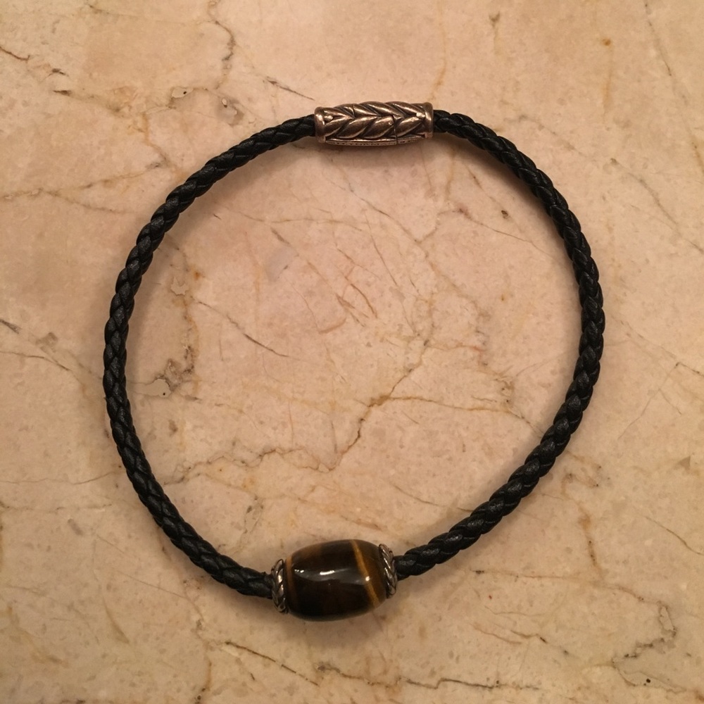 David Yurman Men Black Ojime Bracelet w Tiger Eye