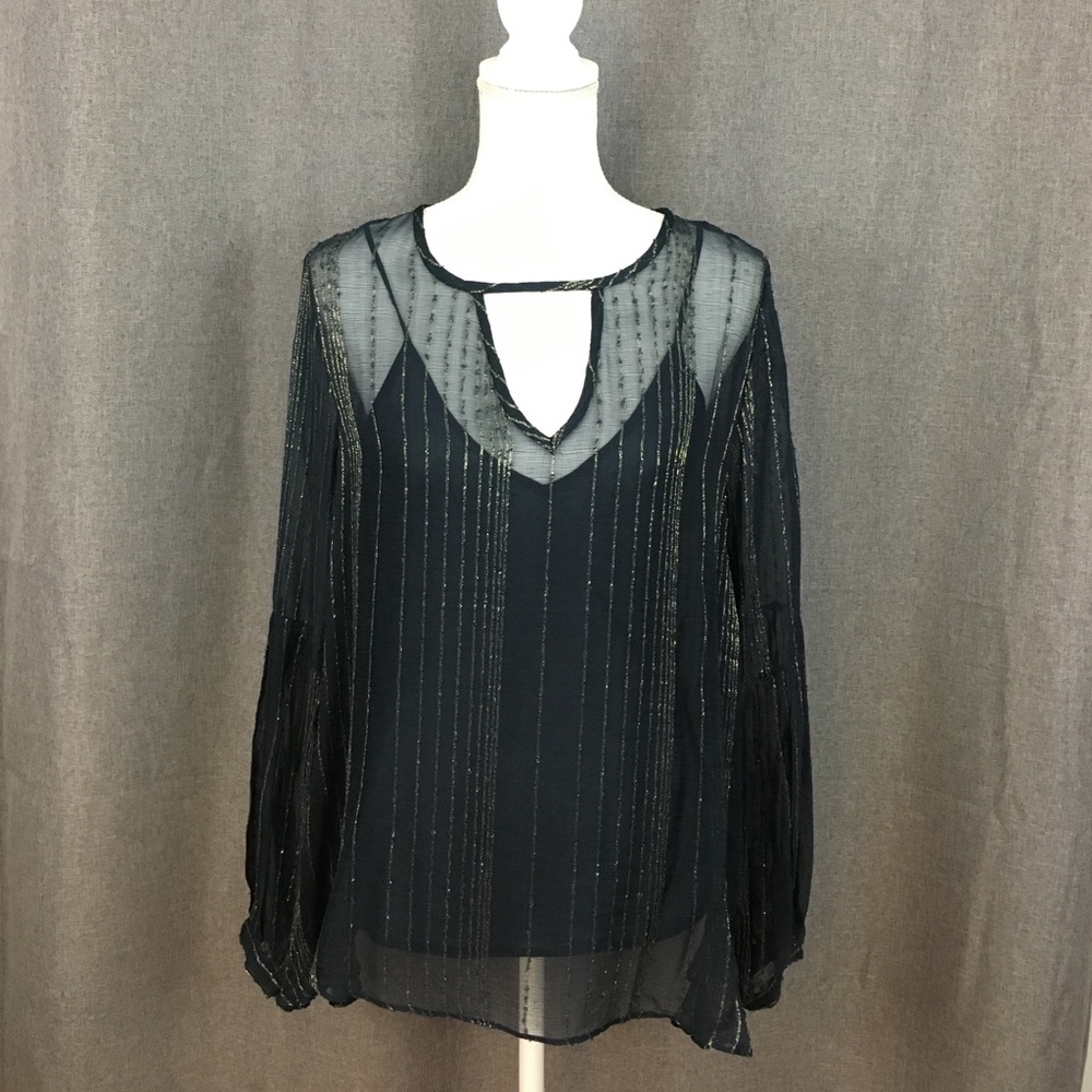 NWOT Anthropologie Love Sam Gold Peasant Blouse