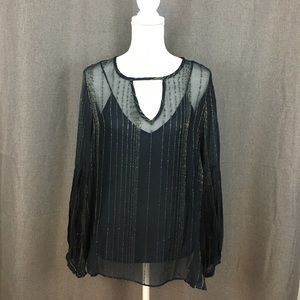 NWOT Anthropologie Love Sam Gold Peasant Blouse