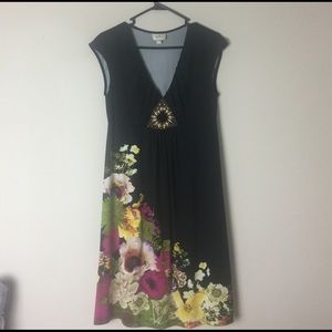 Floral Dress with Embroidered Centerpiece