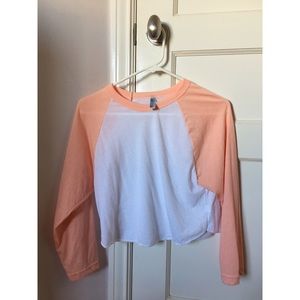 American apparel peach cropped baseball shirt