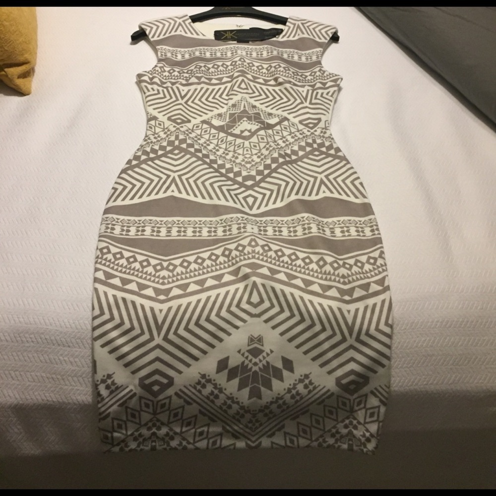 NWT Kardashian Kollection Cream and beige dress