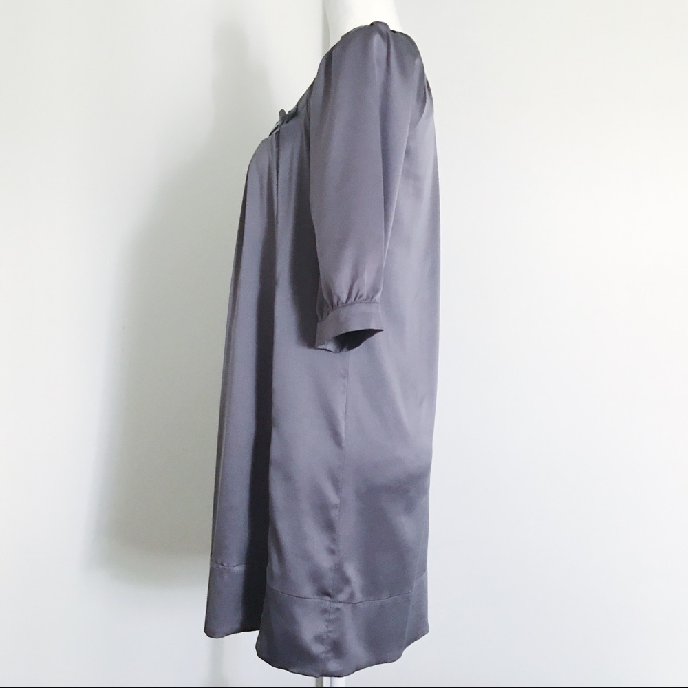 *SOLD* Gray Satin Shift Dress with Pockets - Picture 2 of 5