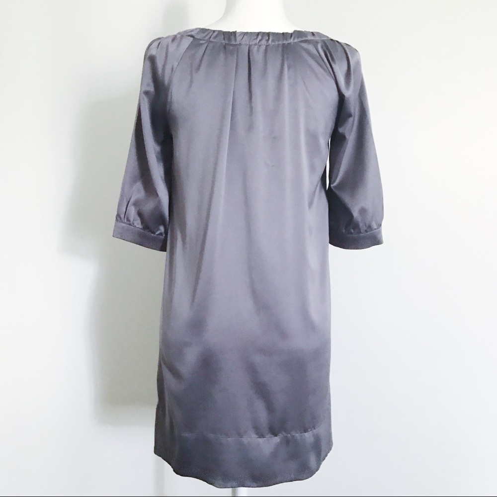 *SOLD* Gray Satin Shift Dress with Pockets - Picture 3 of 5
