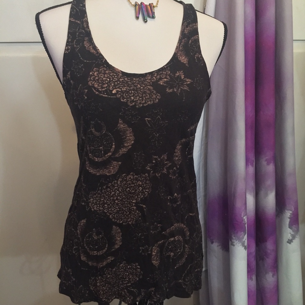 Silence & Noise Floral Knotted Tunic Tank