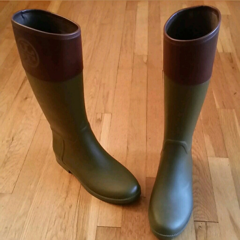 Tory Burch Olive & Almond Rain Boots