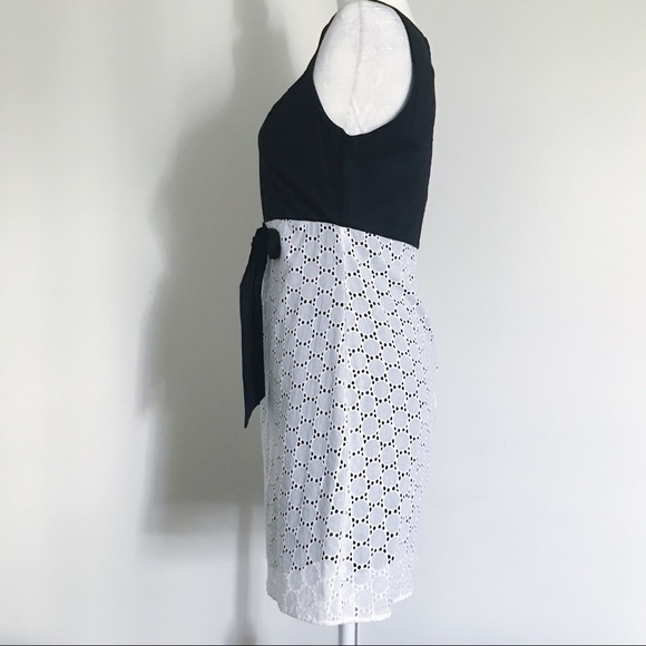 *PRICE DROP!* Black and White Cotton Dress w/Bow - Picture 2 of 3