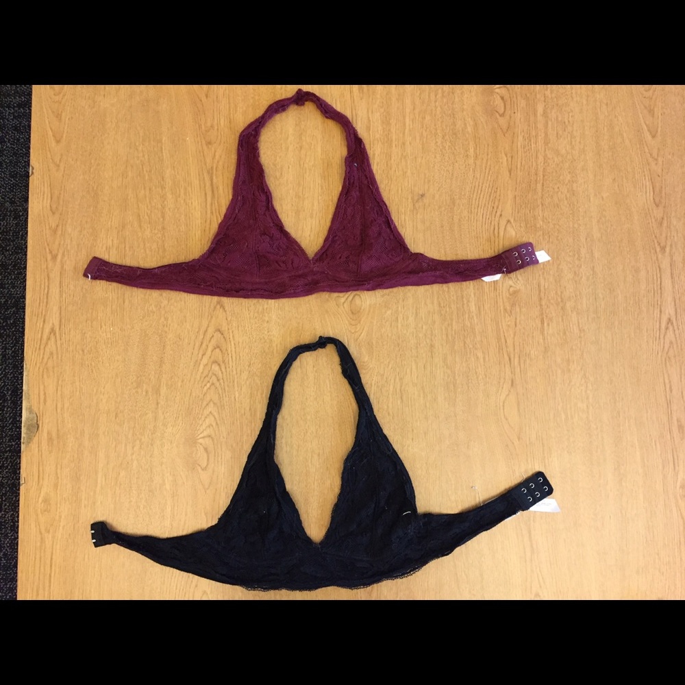 Two Lace Halter Bralettes
