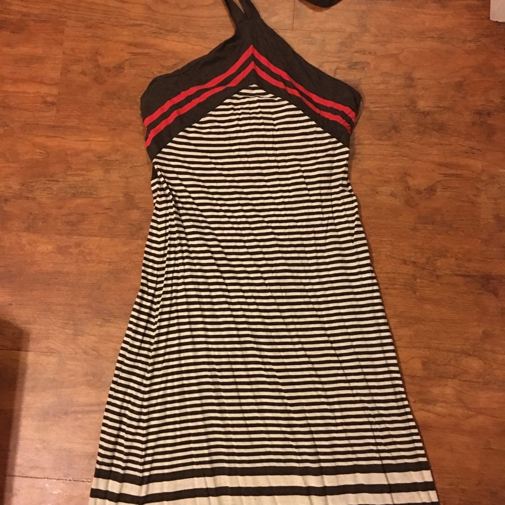 Striped triangle halter top. stretchy dress