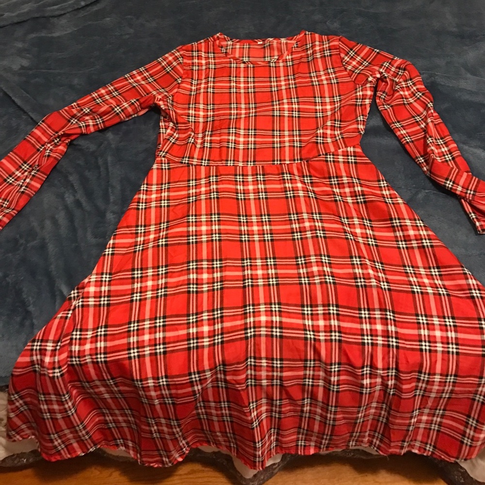 Red plaid dress