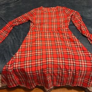 Red plaid dress