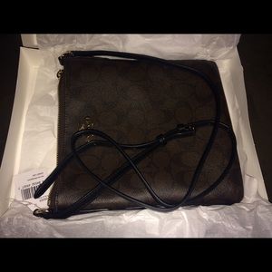 Coach North/South Signature Brown Crossbody Bag