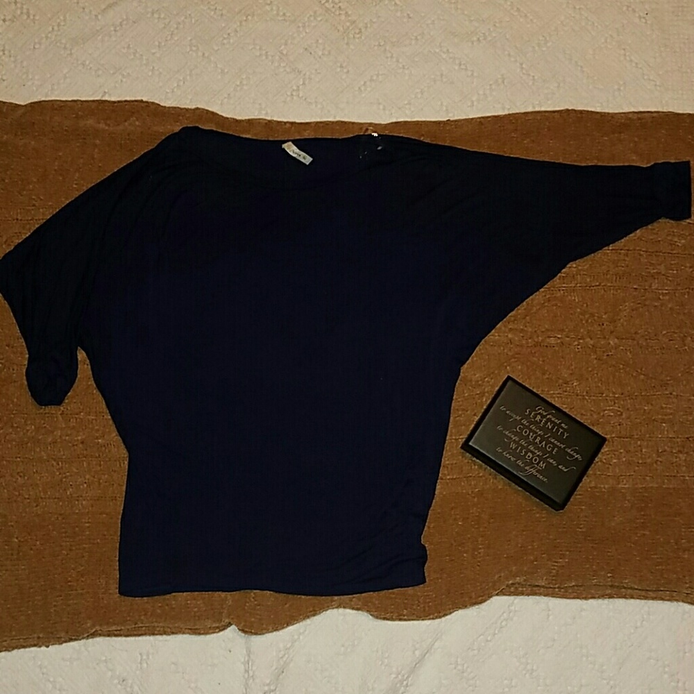 Navy blue 3/4 sleeve Dolman Jersey Top by Love In