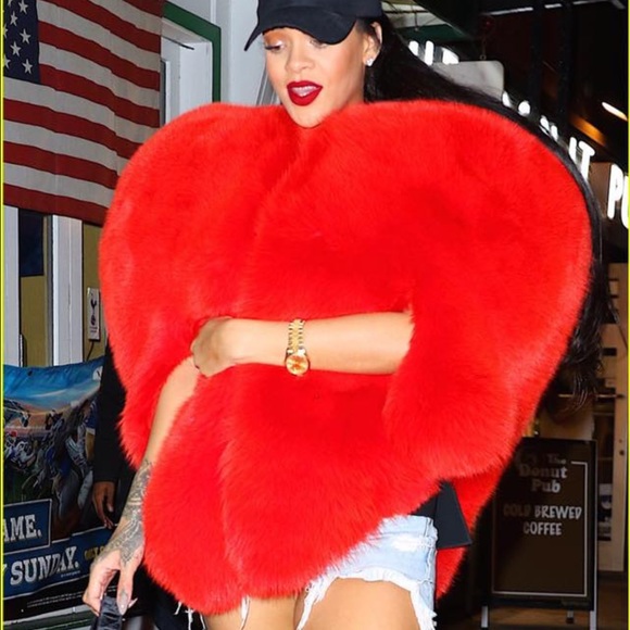 red heart fur jacket