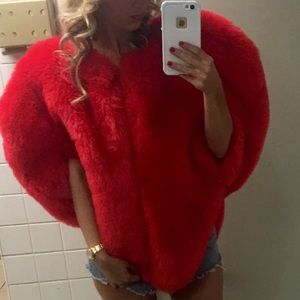 red heart fur jacket