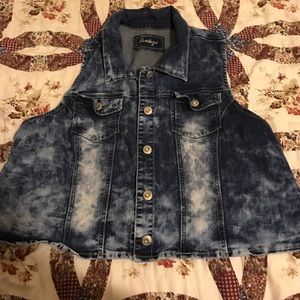 Faded denim vest