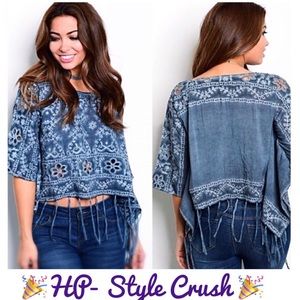 The Bella Crochet & Fringe Top, NWT
