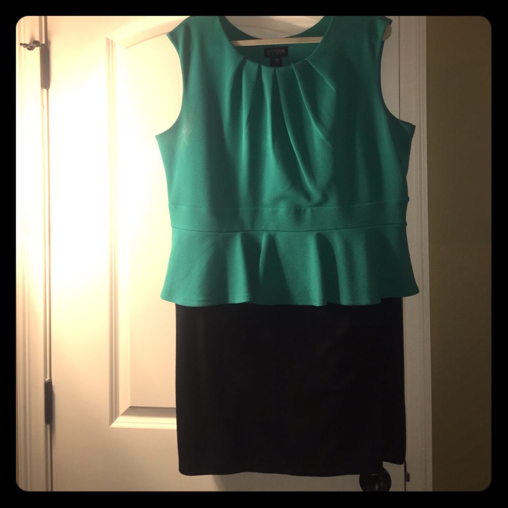 Green and Black Mini Dress