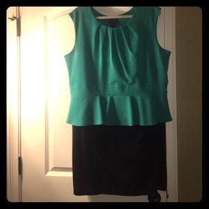 Green and Black Mini Dress