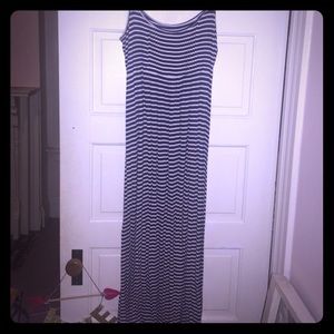 Navy and white striped jumper