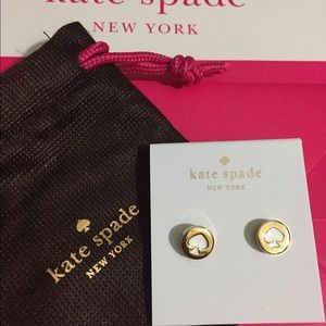 New Kate Spade white Spot the Spade earrings