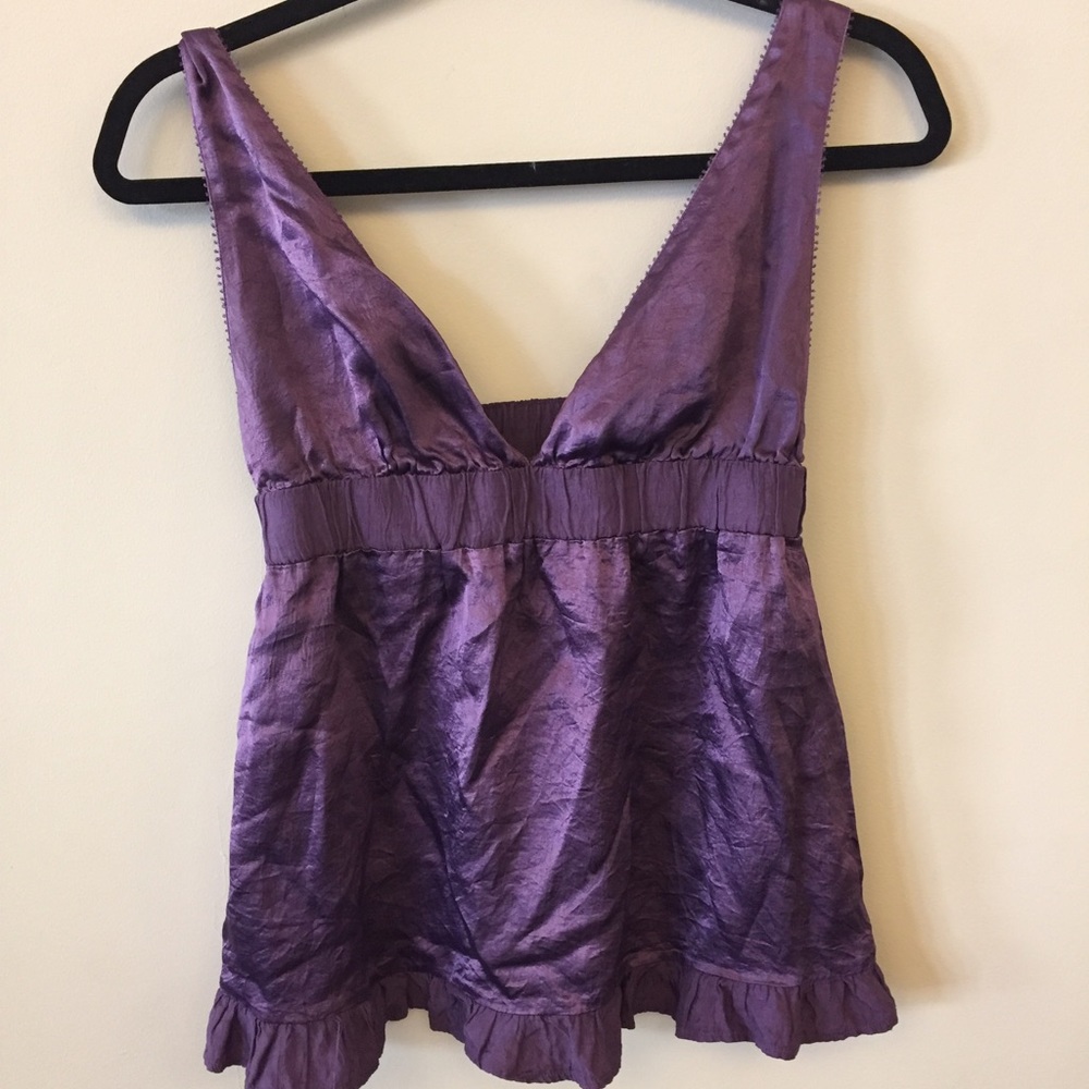 Satin Purple Low-Cut Flowy Tank!