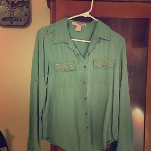 Small teal/green long sleeve shirt