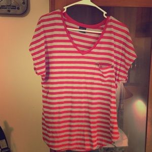 Red and gray striped t-shirt