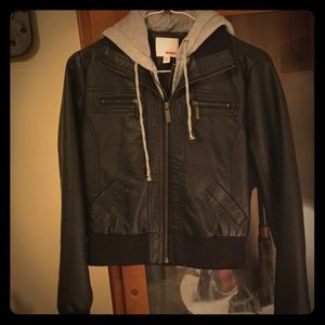 Black medium leather jacket-worn once