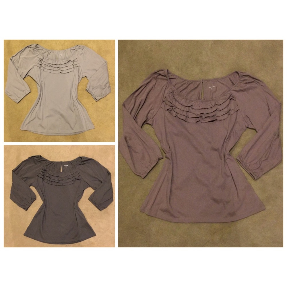 Garnet Hill Ruffled Tee Tshirt Bundle