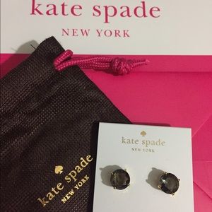 New Kate Spade black/gold diamond stud earrings