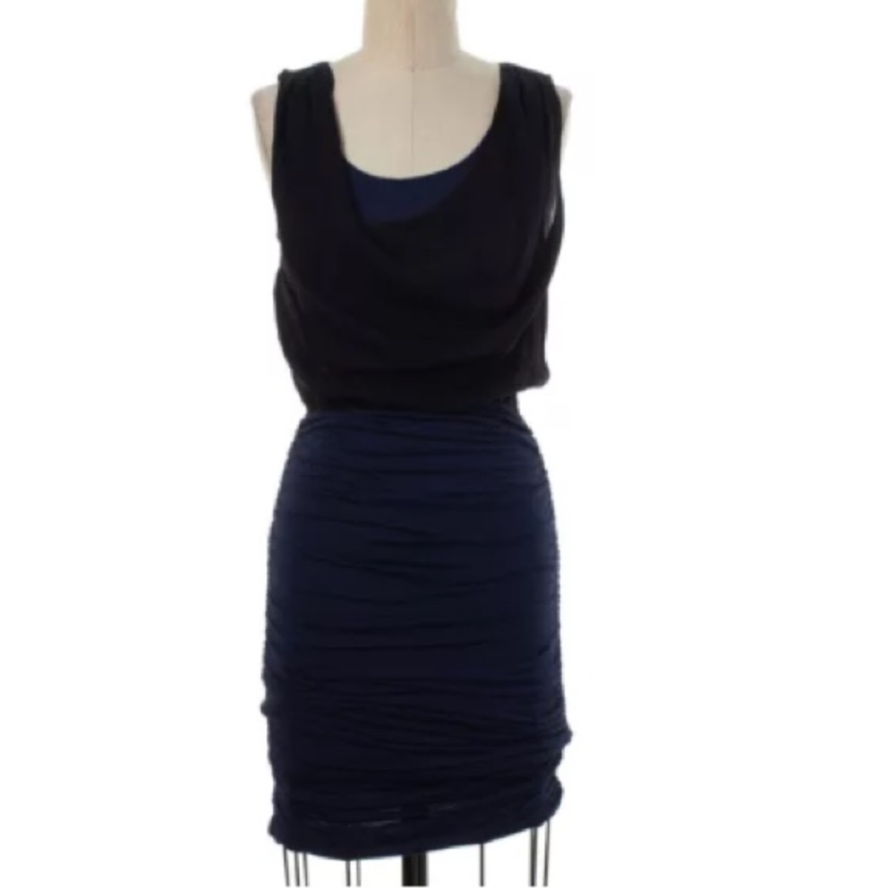 Alice + Olivia Blue/Black Rouched Dress - Size 2