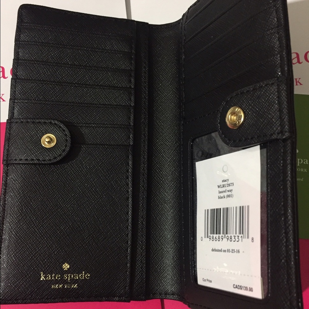 New Black Kate Spade wallet 6.7" X 3.5" X 0.5" - Picture 2 of 2