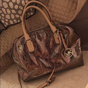 Shiny Silver MK twoway crossbody bag