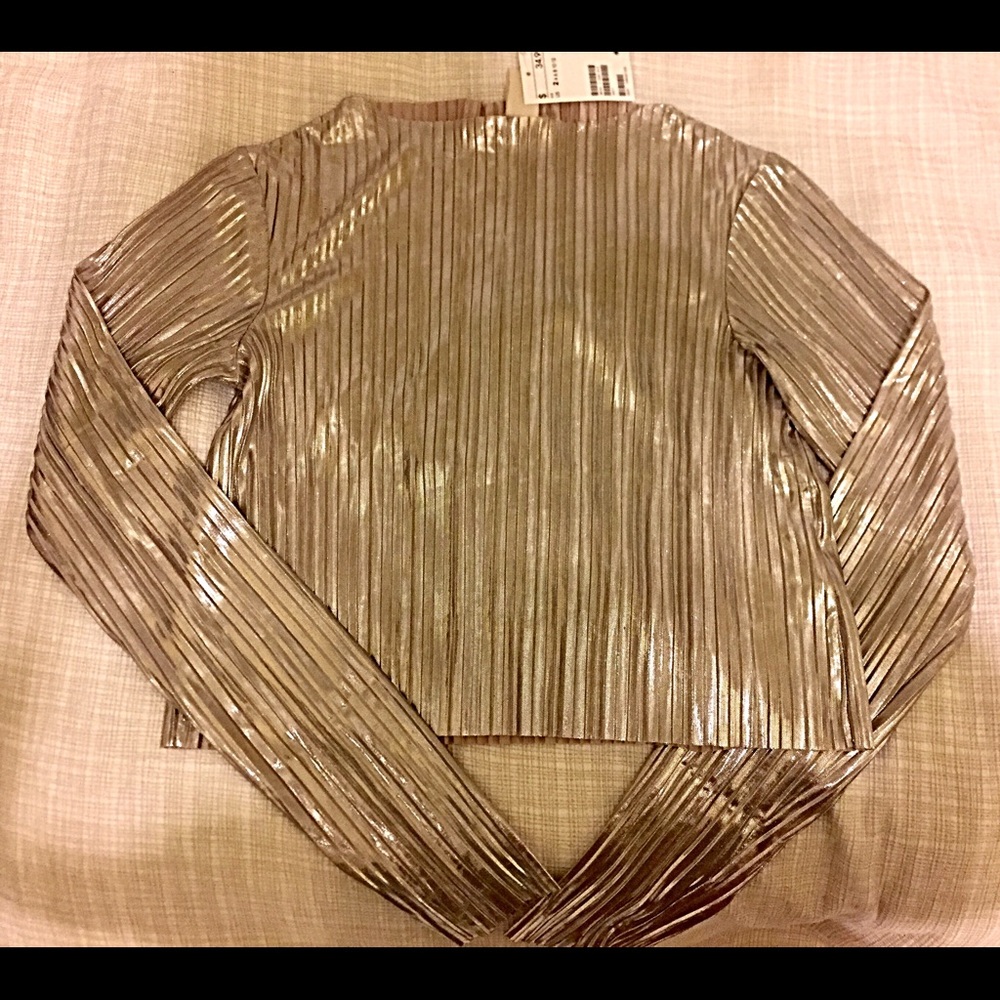 H&M silver metallic boxy top