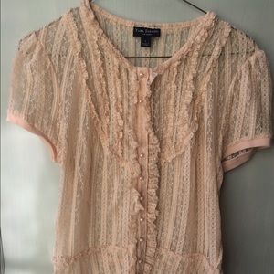 Tara jargon for target sheer pink ruffle top