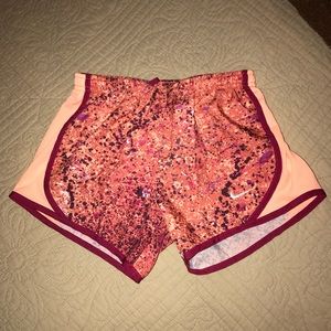 Peach multi color speckled kids  Nike shorts