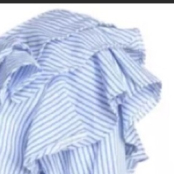 🎉 HP 🎉 Blue & White Ruffle Off Shoulder Top - Picture 7 of 8