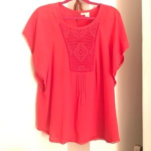 Red Anthropologie Boho top