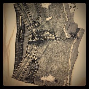 Lovesick goth grunge skull pocket denim shorts