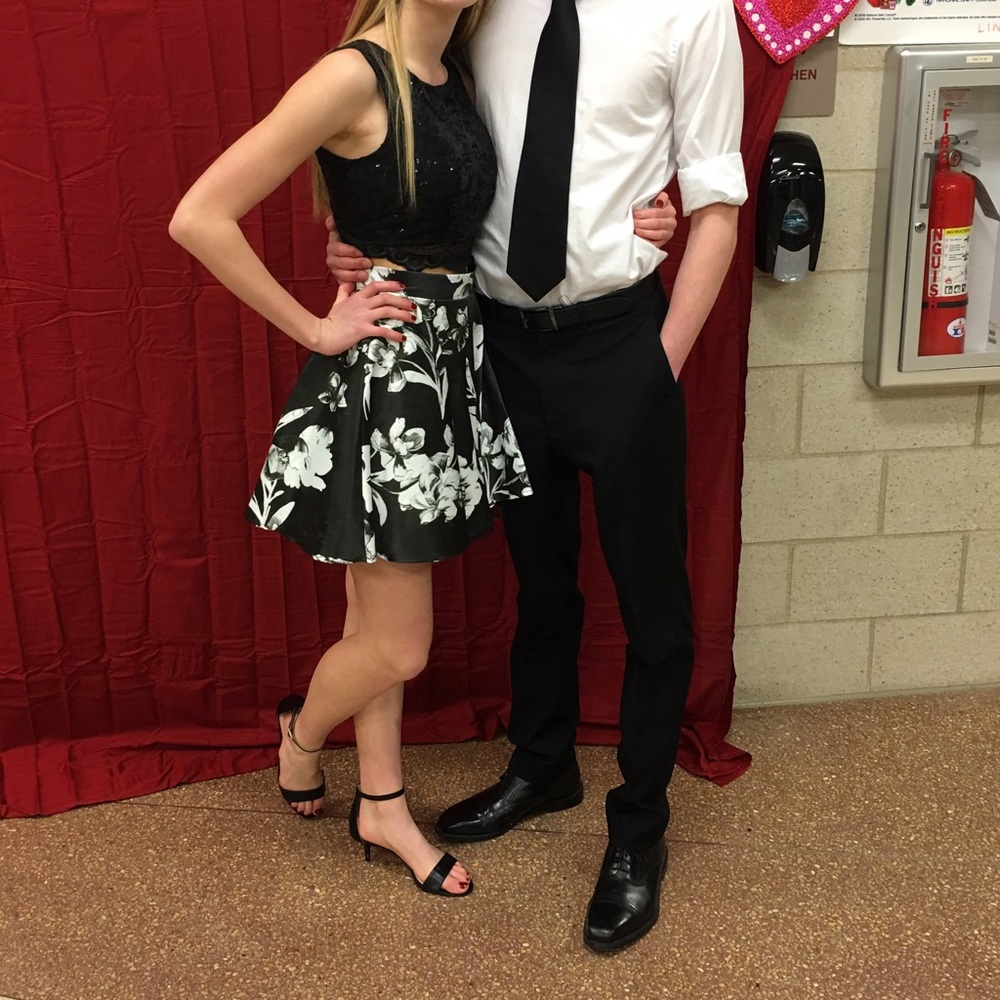 2 piece black and white dress