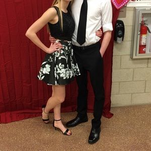 2 piece black and white dress