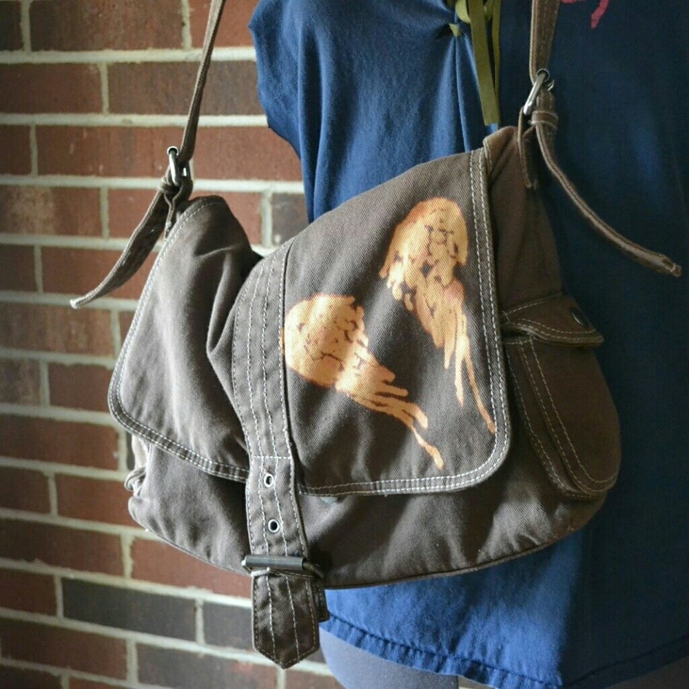 Aeropostale Brown Messenger Bag w Angel Wings