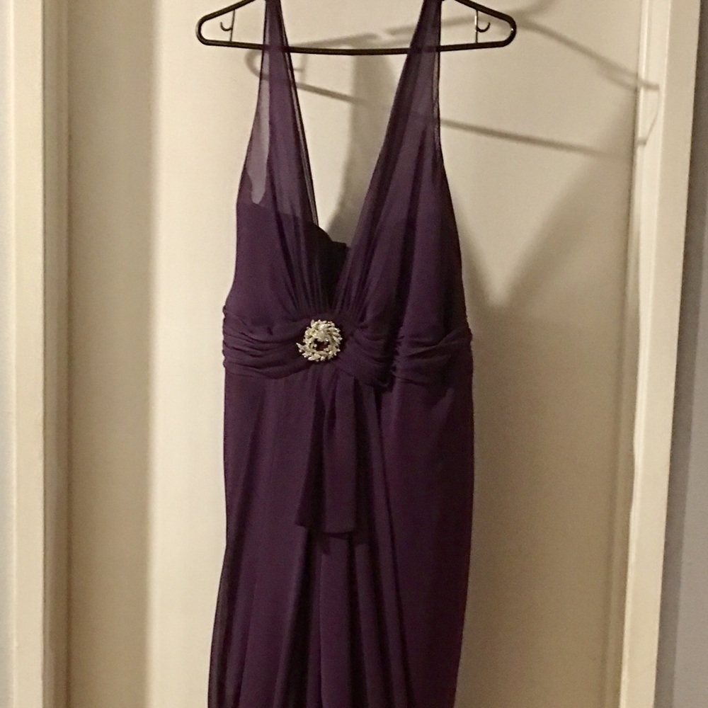 Long Vera Wang White chiffon plum dress.